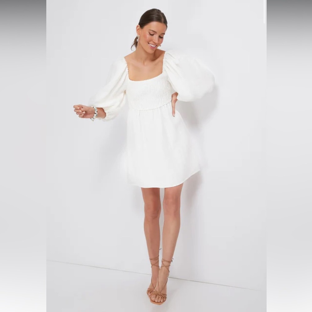 Tuckernuck Pomander Place White Annie Linen Smock Dress - M